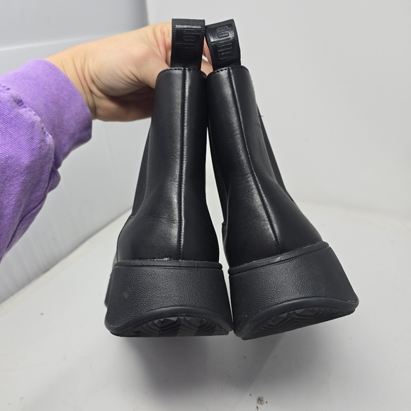 Fitflop Womens Size 9 Black F Mode Chelsea Leather Pull On Ankle Boots Flatform - Picture 7 of 13